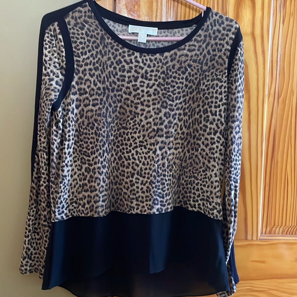 Women’s Michael Kors Long Sleeve Leopard Top, Size M